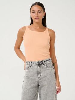 KAFFE Carna Ribbed Tank Top, Peach Nectar