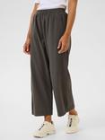 KAFFE Naya Wide Leg Cropped Trousers, Black Oyster