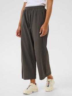 KAFFE Naya Wide Leg Cropped Trousers, Black Oyster, Black Oyster