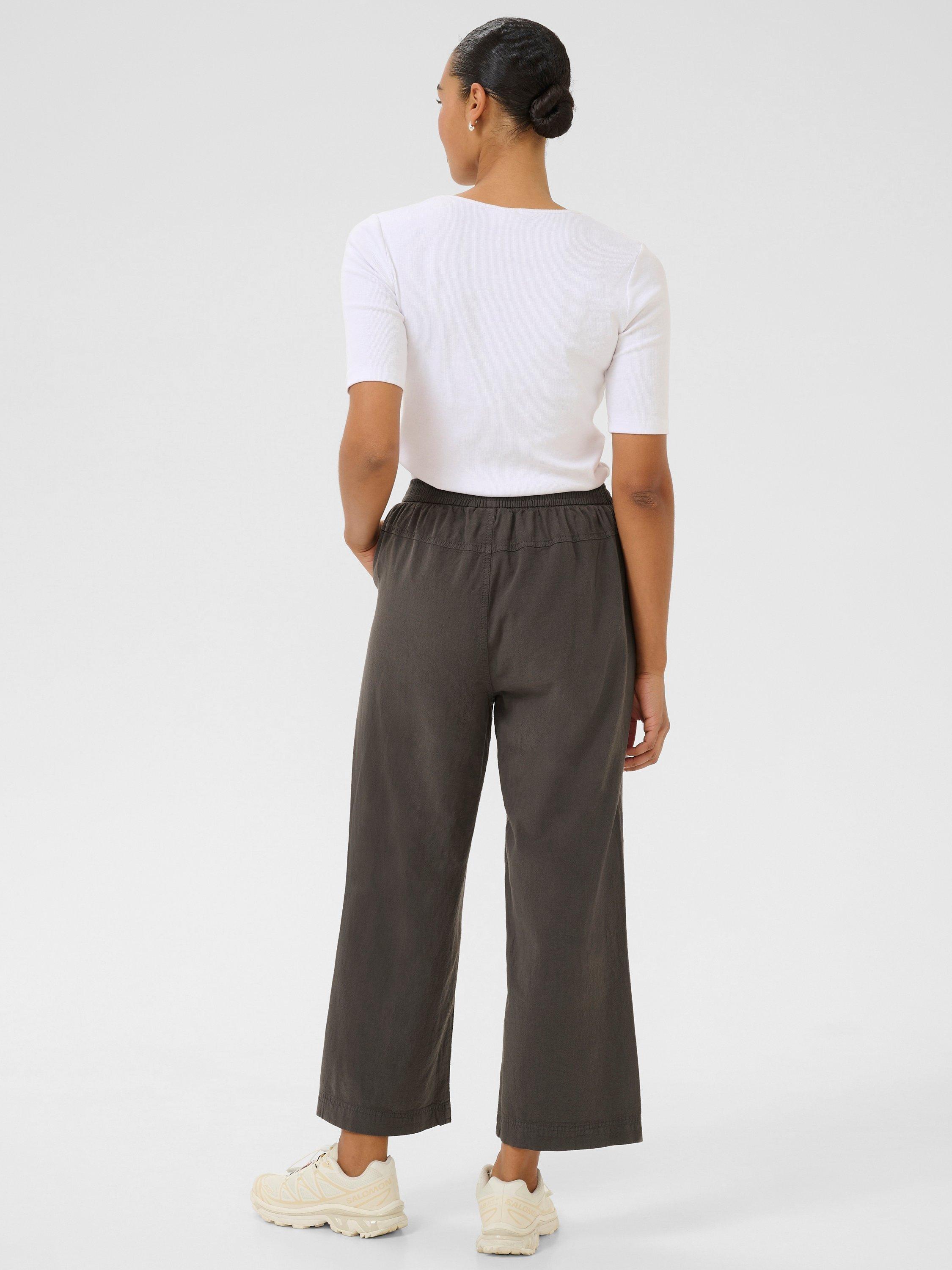 Product image 2 of 5, which shows KAFFE Naya Wide Leg Cropped Trousers, Black Oyster, 8