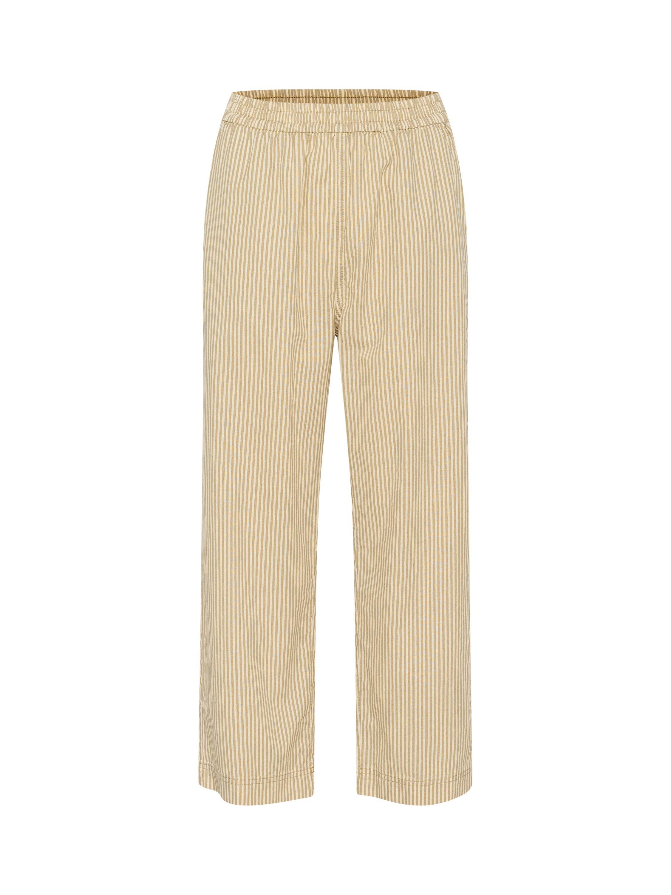 Product image 4 of 5, which shows KAFFE Naya Stripe Wide Leg Trousers, Beige/White, 8