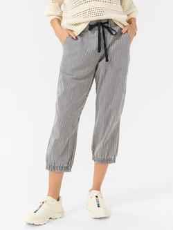 KAFFE Naya Stripe Cropped Capri Trousers, Midnight/White, Midnight/White