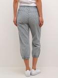 KAFFE Naya Stripe Cropped Capri Trousers, Midnight/White