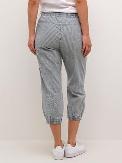 KAFFE Naya Stripe Cropped Capri Trousers, Midnight/White - view 2, Midnight/White