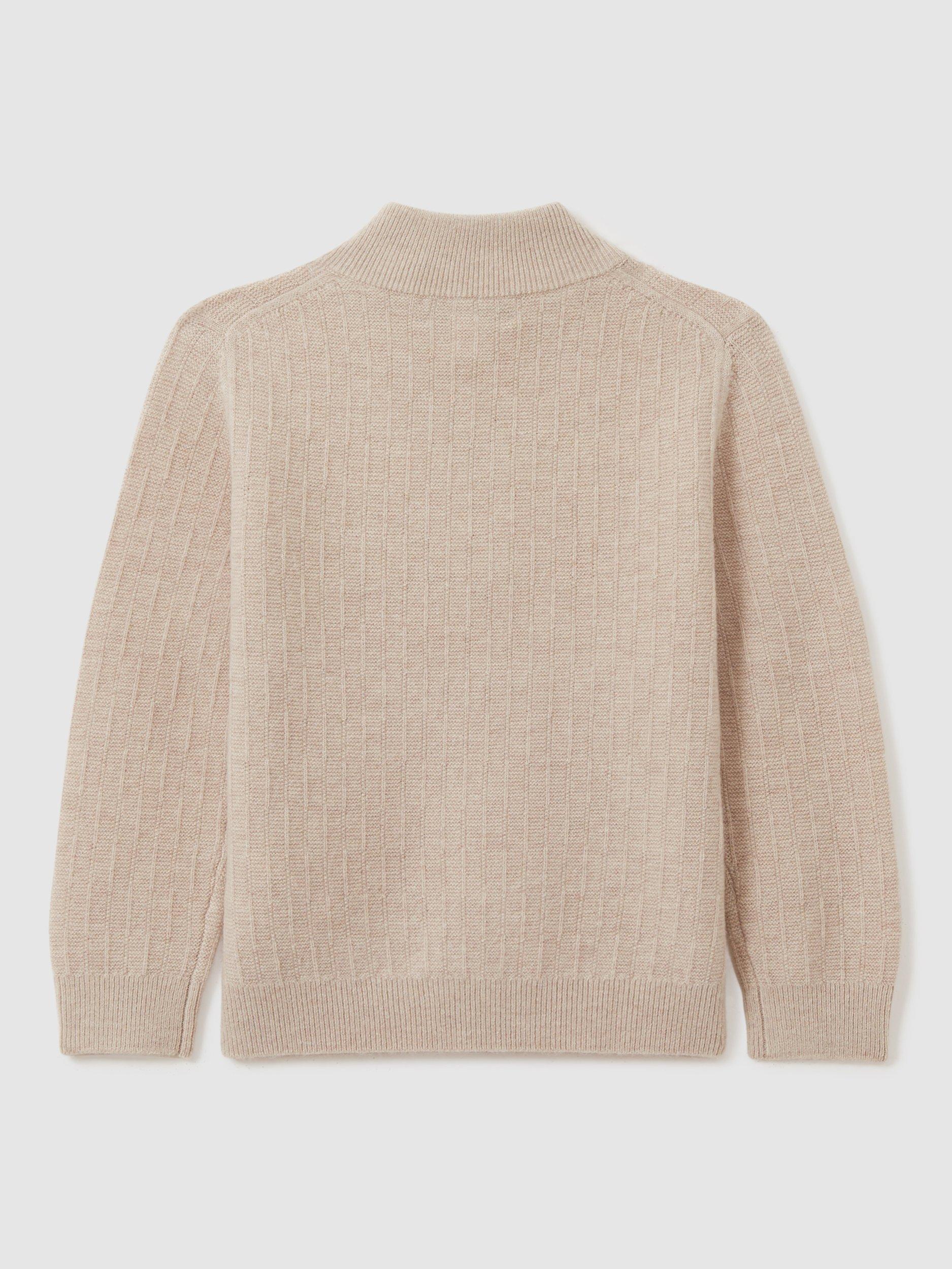 Product image 3 of 3, which shows Reiss Kids' Chester Half Zip Jumper, Oatmeal, 4-5 years