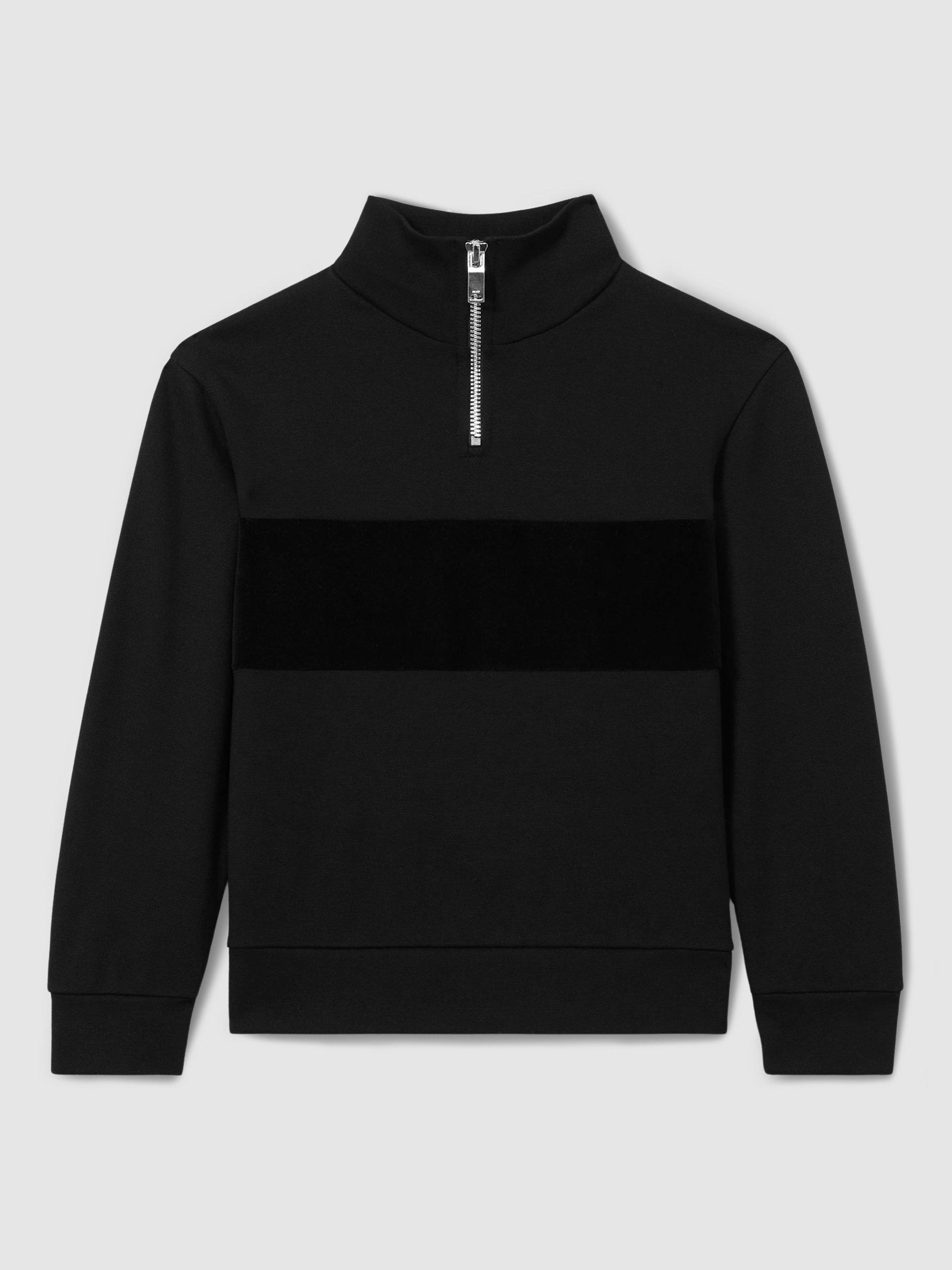 Product image 1 of 4, which shows Reiss Kids' Selin Half Zip Jumper, Black, 4-5 years