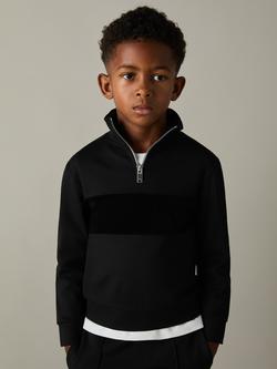 Reiss Kids' Selin Half Zip Jumper, Black - view 2, Black