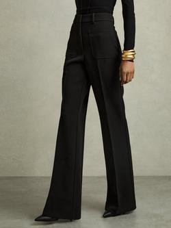Reiss Petite Priya Flared Trousers, Black