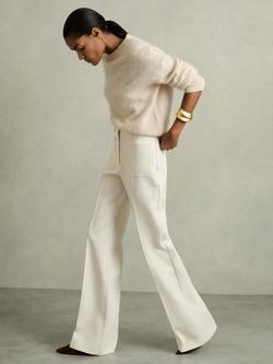 Reiss Priya Flared Trousers, Cream, Cream