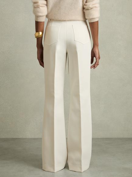 Reiss Priya Flared Trousers, Cream - view 2, Cream