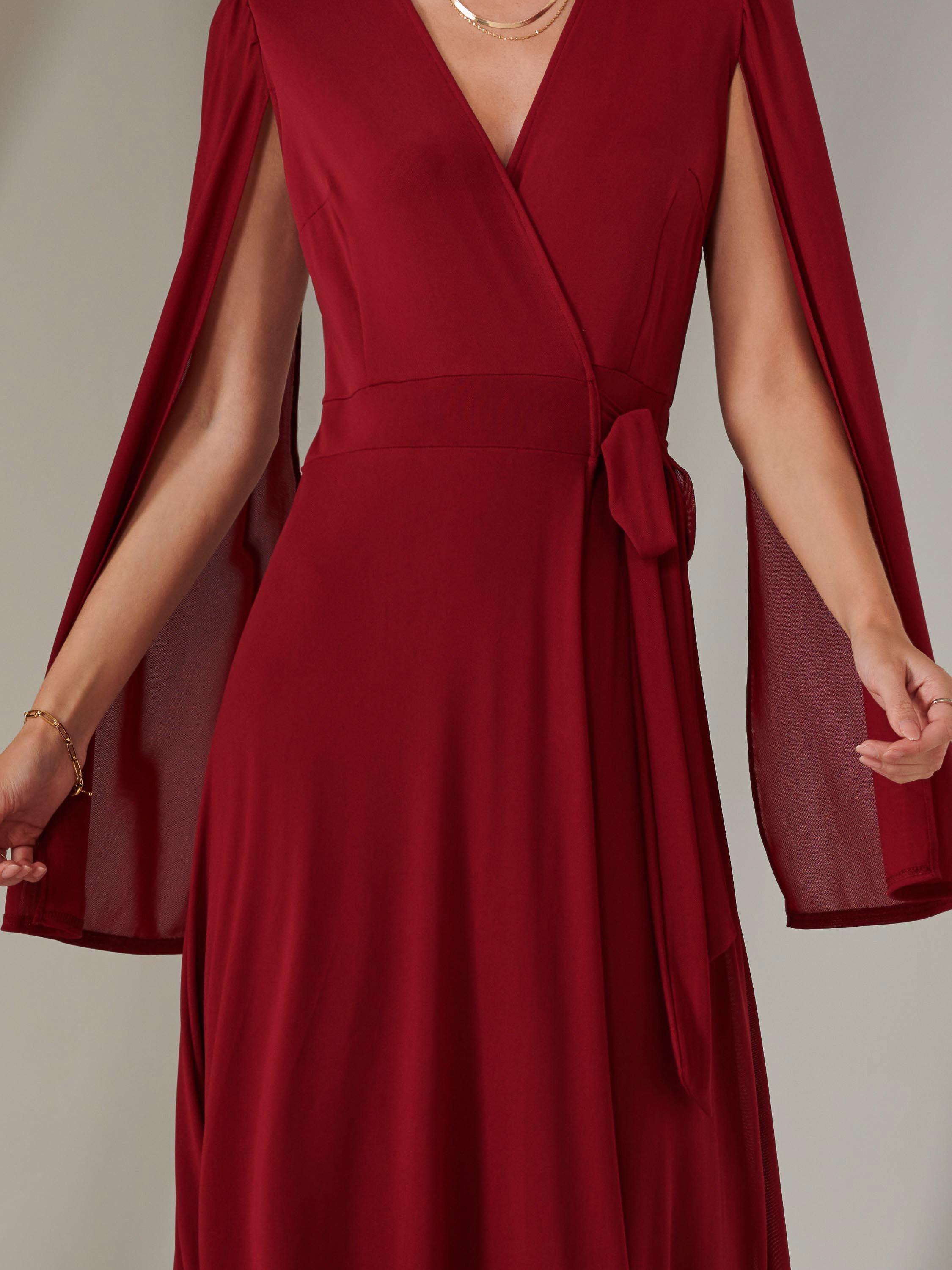 Product image 4 of 6, which shows Jolie Moi Amira Cape Maxi Dress, Merlot, 8