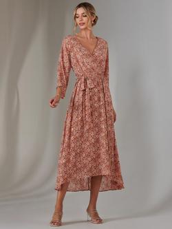 Jolie Moi Spot Print Chiffon Dress, Orange, Orange