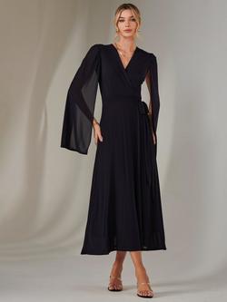 Jolie Moi Amira Cape Wrap Dress, Navy