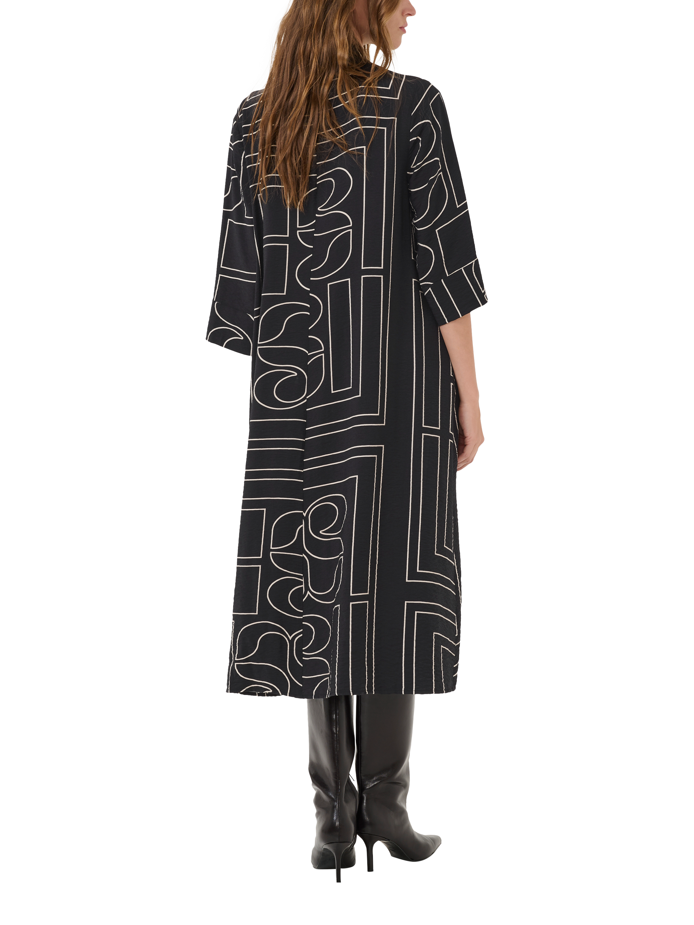 Product image 2 of 6, which shows MY ESSENTIAL WARDROBE Kelly Graphic Print Midi Dress, Black, 8