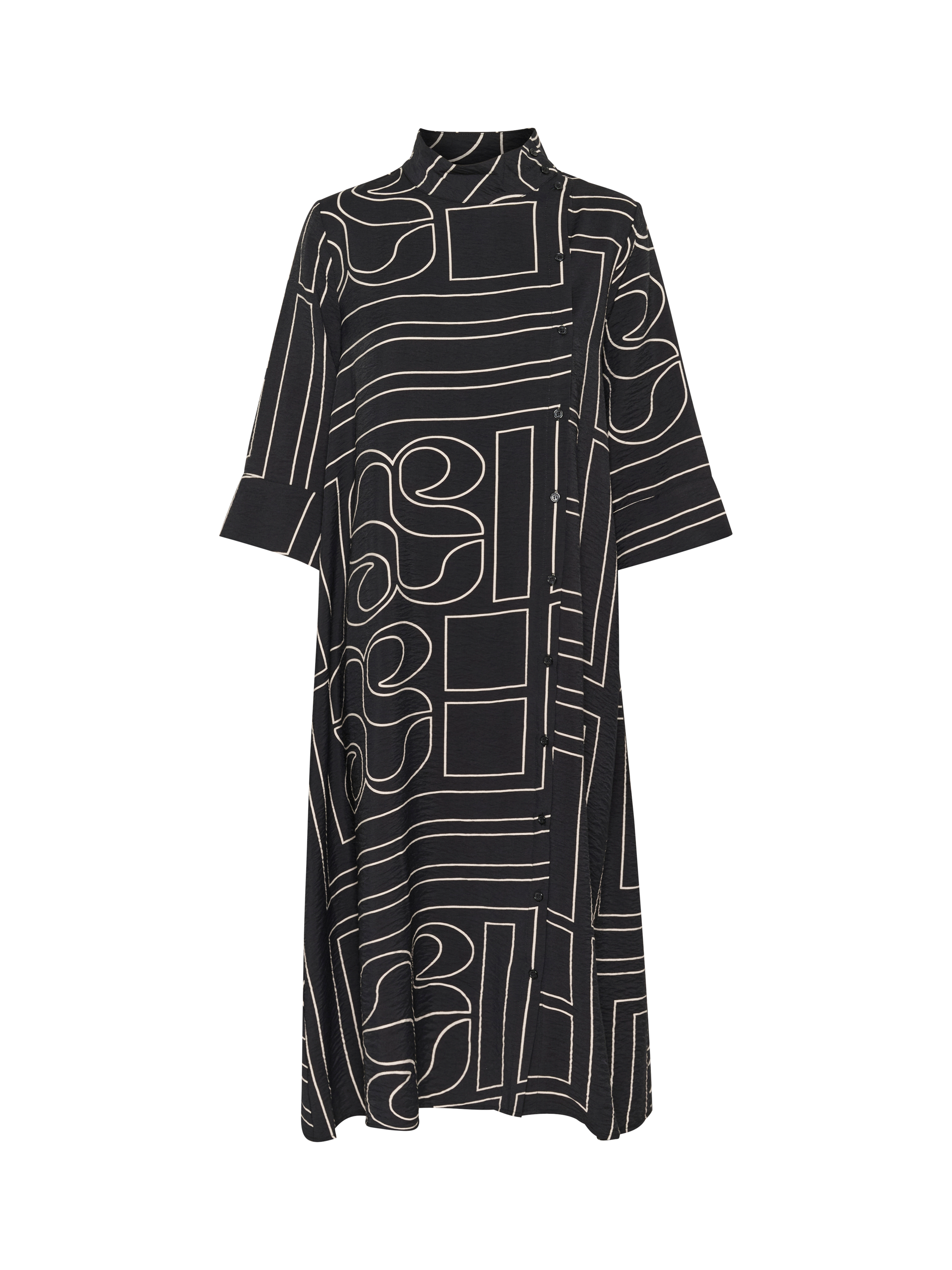 Product image 5 of 6, which shows MY ESSENTIAL WARDROBE Kelly Graphic Print Midi Dress, Black, 8