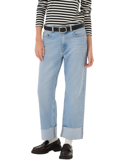 MY ESSENTIAL WARDROBE Dallas Turn Up Jeans, Light Blue Wash