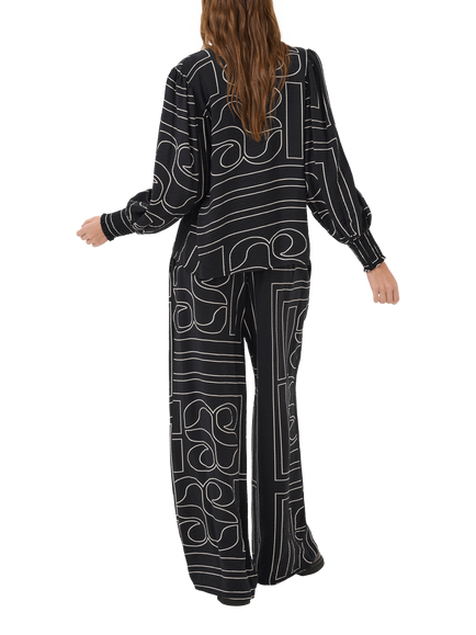 MY ESSENTIAL WARDROBE Kelly Graphic Print Blouse - view 2, Black
