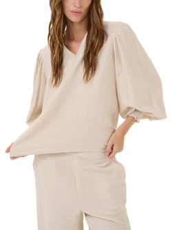 MY ESSENTIAL WARDROBE Kelly Graphic Print Blouse, Oatmeal