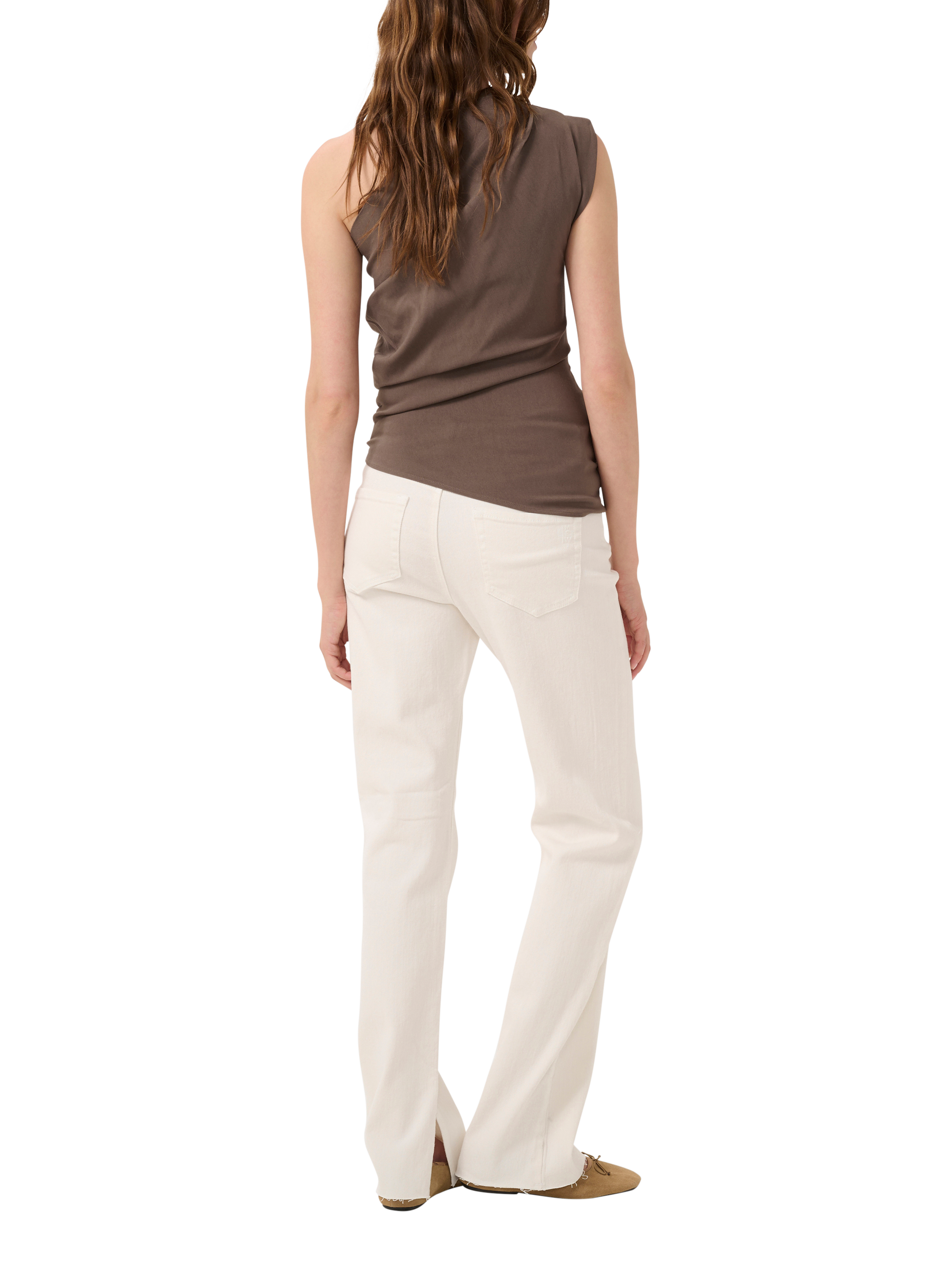 Product image 2 of 5, which shows MY ESSENTIAL WARDROBE Sora Off Shoulder Asymmetric Top, Major Brown, 10