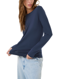 MY ESSENTIAL WARDROBE Vista Long Sleeve Top, Dark Sapphire Blue