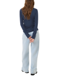 MY ESSENTIAL WARDROBE Vista Long Sleeve Top, Dark Sapphire Blue