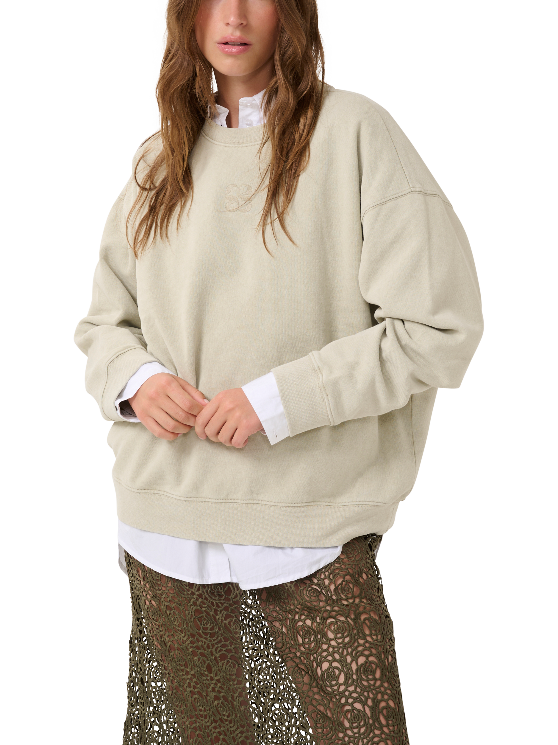 Product image 1 of 5, which shows MY ESSENTIAL WARDROBE Diego Casual Fit Jumper, Sandy Green, L
