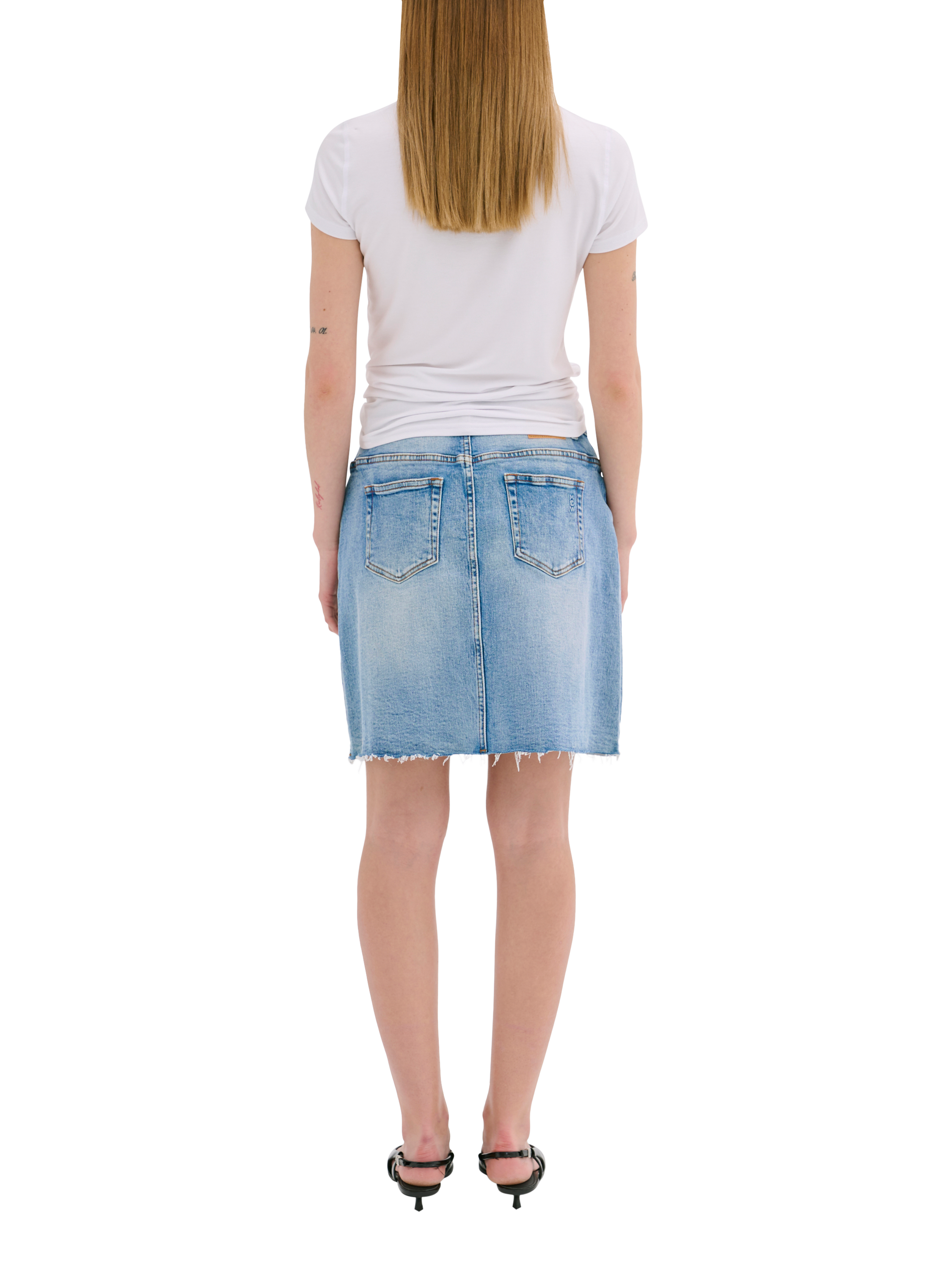 Product image 2 of 5, which shows MY ESSENTIAL WARDROBE Dango Denim Mini Skirt, Light Blue Retro Was, 16