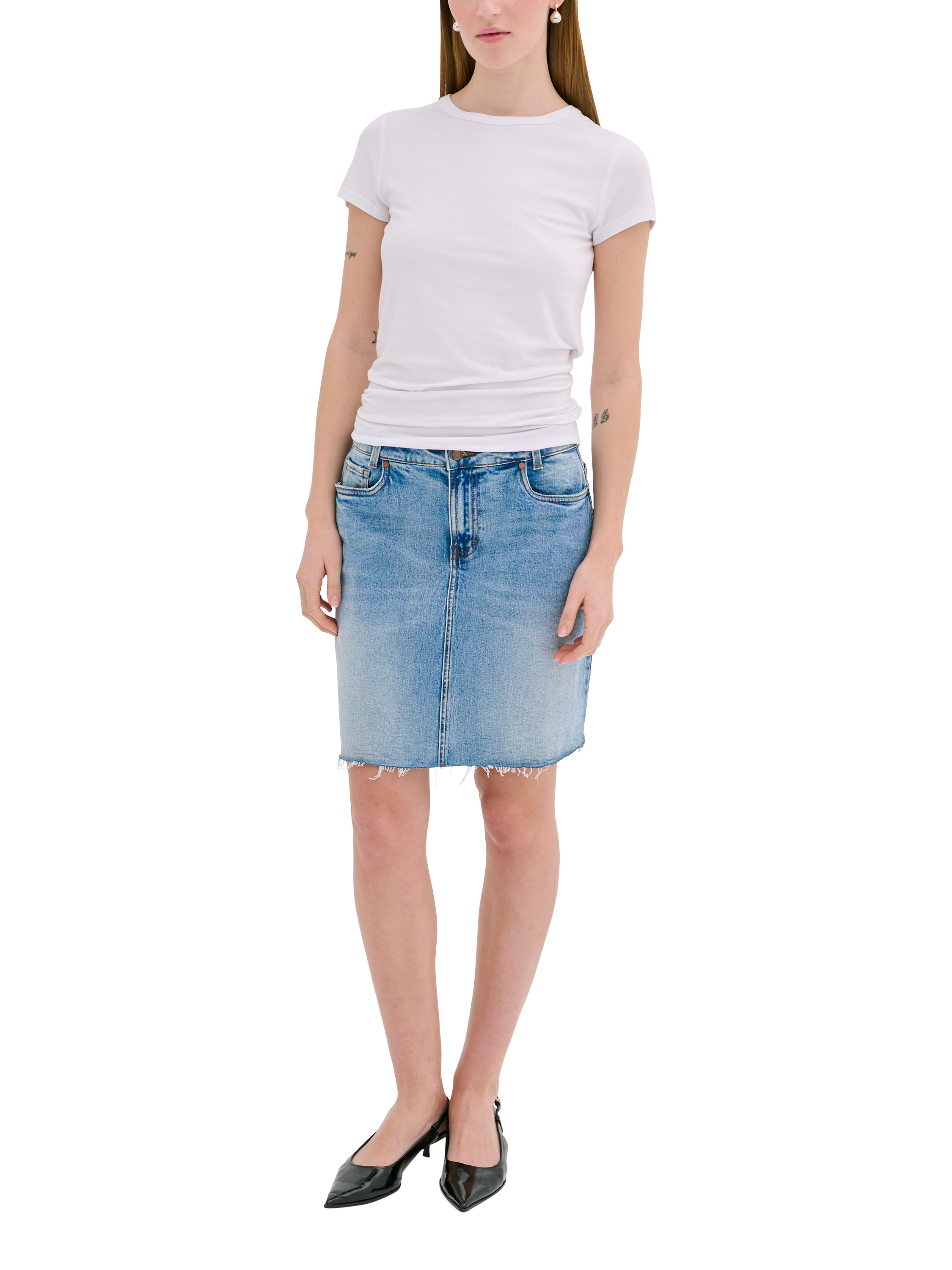 Product image 3 of 5, which shows MY ESSENTIAL WARDROBE Dango Denim Mini Skirt, Light Blue Retro Was, 16