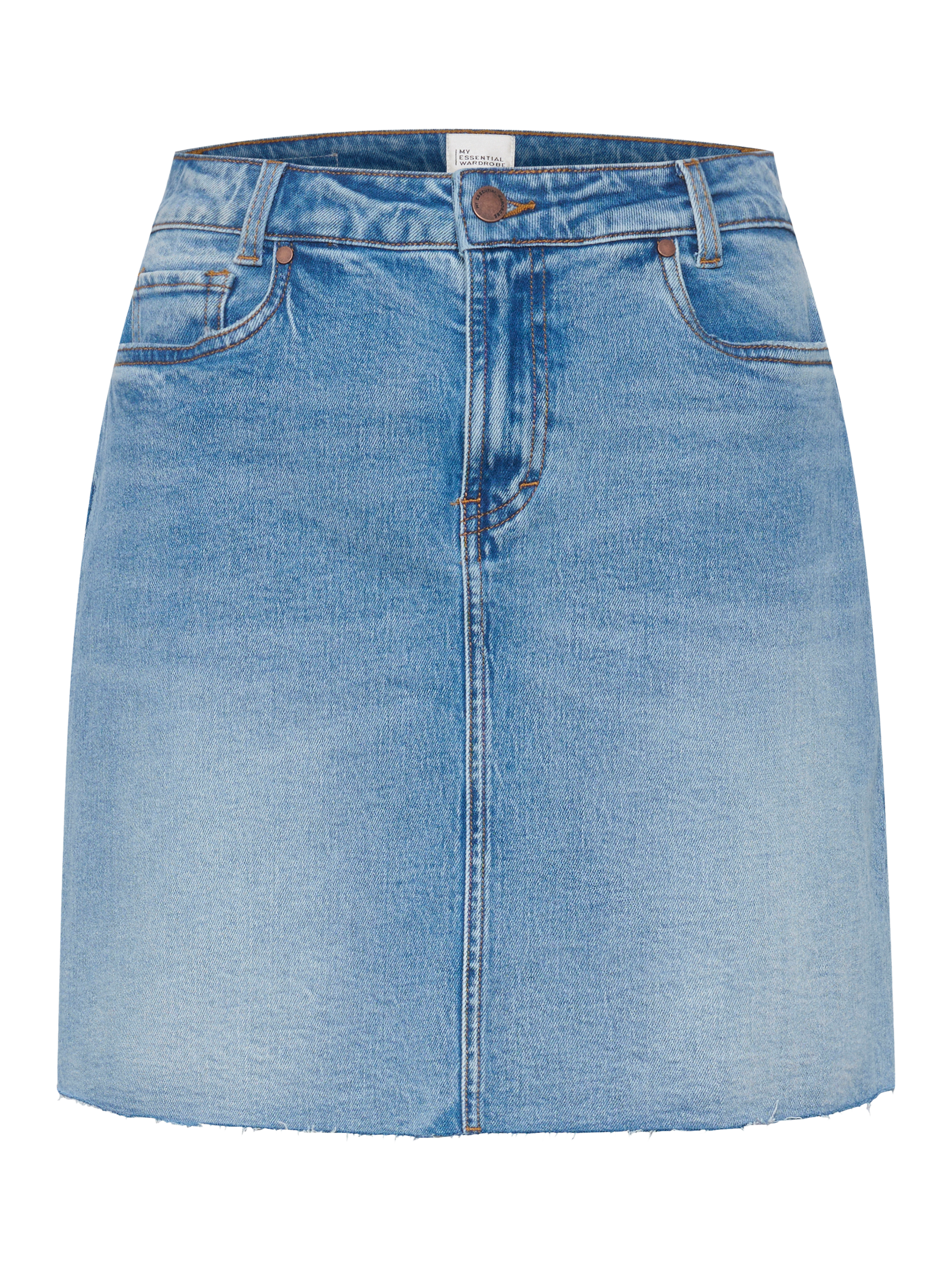 Product image 4 of 5, which shows MY ESSENTIAL WARDROBE Dango Denim Mini Skirt, Light Blue Retro Was, 16