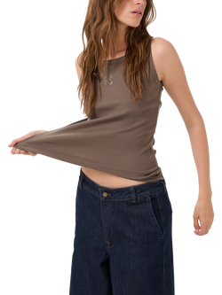 MY ESSENTIAL WARDROBE Mandy Rib Jersey Slim Fit Tank Top, Major Brown