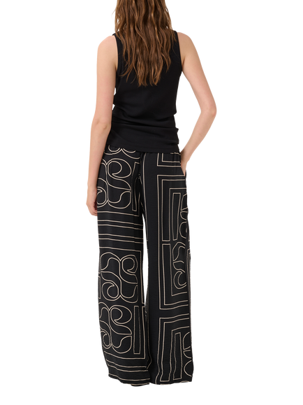 MY ESSENTIAL WARDROBE Kelly Graphic Print Wide Leg Casual Trousers - view 2, Black