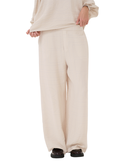 MY ESSENTIAL WARDROBE Kelly Graphic Print Wide Leg Casual Trousers, Oatmeal