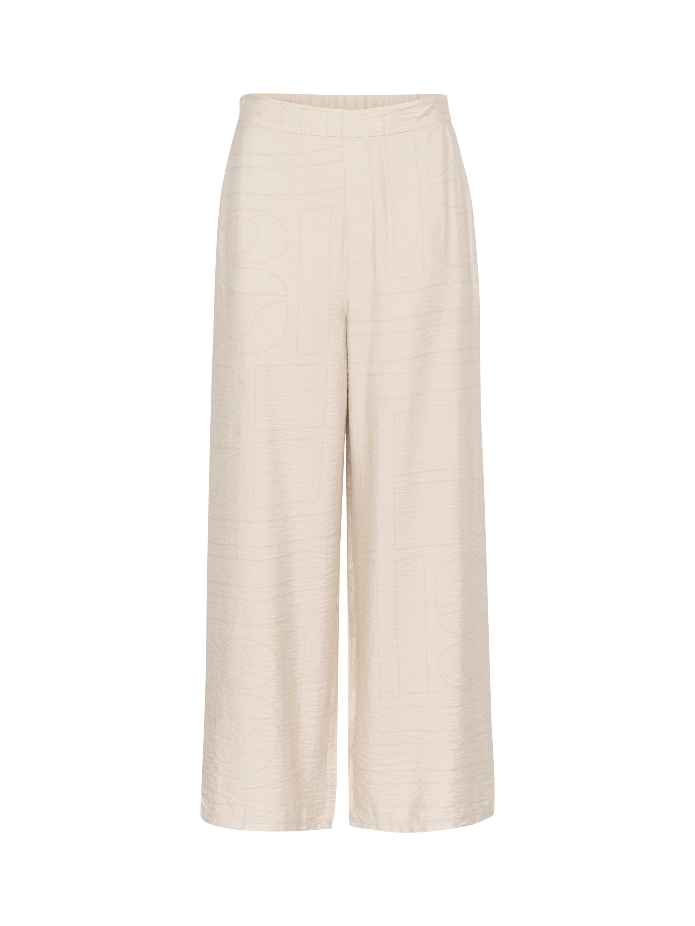 Product image 4 of 5, which shows MY ESSENTIAL WARDROBE Kelly Graphic Print Wide Leg Casual Trousers, Oatmeal, 8
