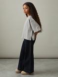 Reiss Kids' Cassy Cropped T-Shirt, Grey Marl
