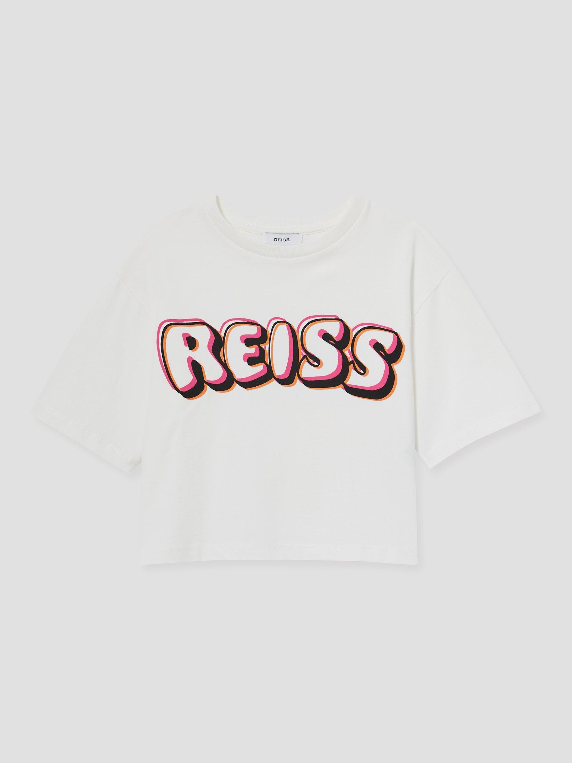 Reiss Kids' Sandra T-Shirt, White/Pink
