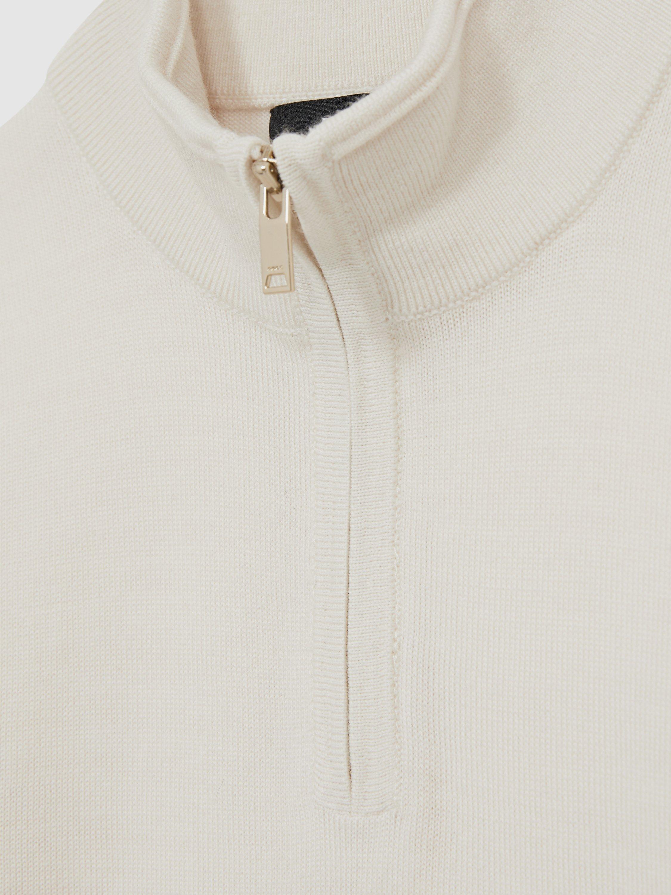 Product image 4 of 4, which shows Reiss Kids' Blackhall Half-Zip Funnel Neck Wool Jumper, Snow, 3-4 years
