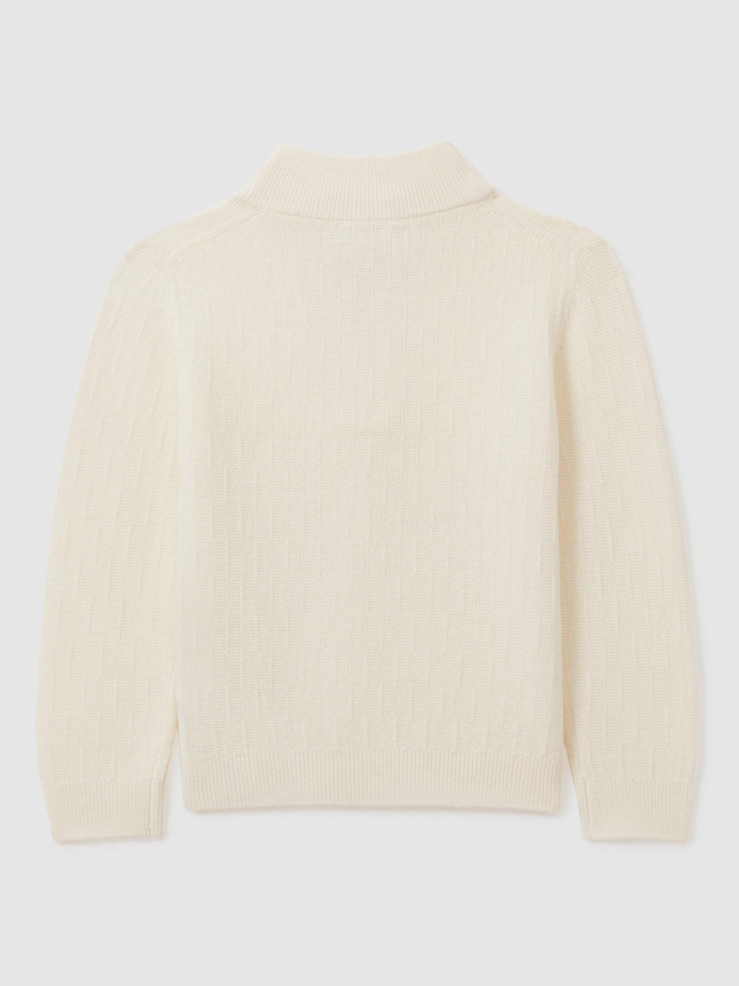 Product image 2 of 3, which shows Reiss Kids' Chester Half Zip Jumper, Off White, 4-5 years
