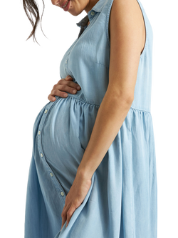 Ripe Bec Chambray Maternity Dress, Clean Blue - view 2, Clean Blue