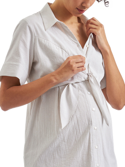 Ripe Bronte Tie Up Maternity Dress, White/Grey - view 2, White/Grey