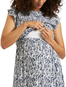 Ripe Edie Print Maternity & Nursing Dress, Indigo/White - view 2, Indigo/White
