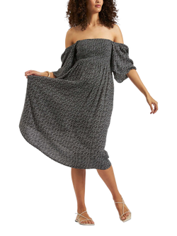 Ripe Emmy Shirred Maternity Dress, Black/Natural, Black/Natural