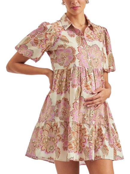Ripe Hope Floral Linen Rich Maternity Dress, Multi, Multi