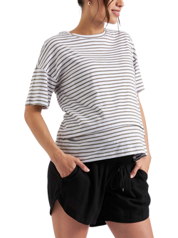 Ripe Claudette Stripe Nursing T-Shirt, White/Olive, White/Olive
