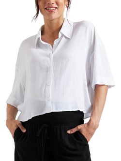 Ripe Farrah Crop Maternity Shirt, White, White