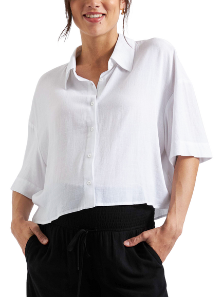 Ripe Farrah Crop Maternity Shirt, White, White