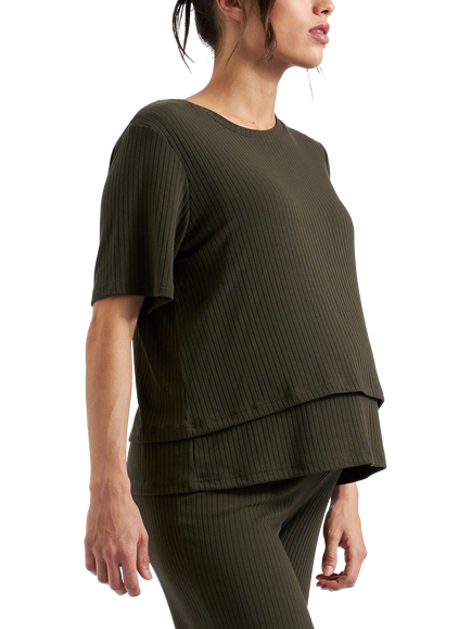 Ripe Mike Ribbed Maternity & Nursing Top, Khaki, Khaki