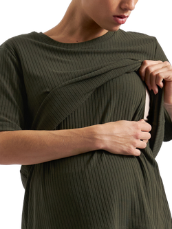 Ripe Mike Ribbed Maternity & Nursing Top, Khaki - view 2, Khaki