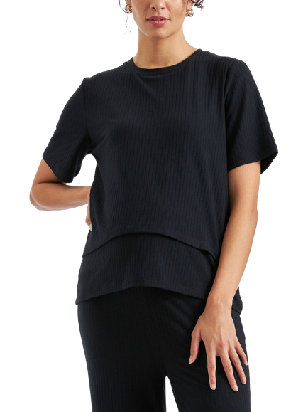 Ripe Mike Rib Maternity & Nursing Top, Black, Black