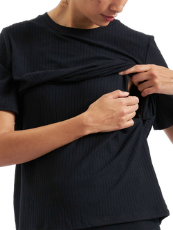 Ripe Mike Rib Maternity & Nursing Top, Black - view 2, Black