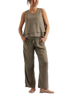 Ripe Indi Wide Leg Linen Rich Maternity Trousers, Olive, Olive